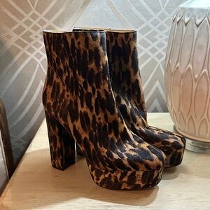 Vince Camuto Brown Leopard Heeled Boots
